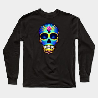 Retro Day of the Dead Skull Long Sleeve T-Shirt